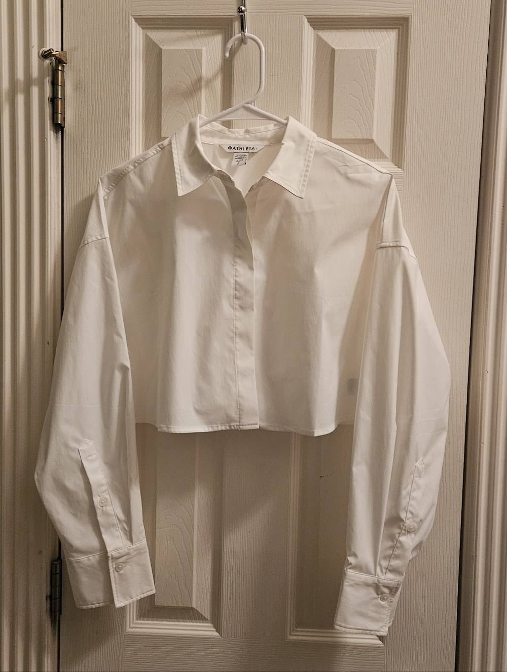 Athleta White Cropped Button-Front Shirt, NWT (Sm & XL) MSRP $89